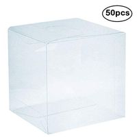 Clear PVC Plastic Boxes, 4 x 4 x 4 inch Plastic Gift Box Square Containers Transparent Packing Box for Party Favors, Wedding, Birthday Presents, Candy, Cupcakes, Jewelry, 52pcs
