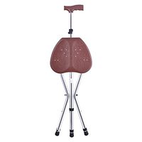 Folding Canes Seat Walking Stick Height Adjustment 221lbs Capacity Combo Chairs Stool Deluxe Massage Crutches Seat Aluminum Walking Stick Travel Aid for Elder Gift Brown