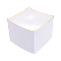 NERVURE 60Pieces White with Gold Rim Plastic Plates-8inch Gold Square Plastic Plates- Gold Salad/Dessert Plastic Wedding Party Plates