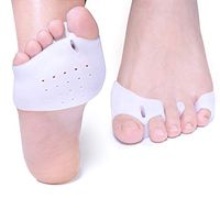 Sumifun 5 Pairs Metatarsal Pads, Breathable and Soft Silicone, Ball of Foot Cushions, Forefoot Pads for Bunion Protection, Overlapping Toe, White