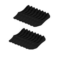 10 Pairs No Show Socks Women Low Cut Liner Non-Slip Thin for Flats Boat (Black)