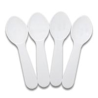 Miniature Plastic Colored Tasting Spoons - 100 ct (White)