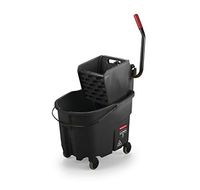 Rubbermaid Commercial WaveBrake 2.0 35 QT Side-Press Mop Bucket and Wringer, Black (1863896)