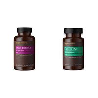 Amazon Elements Milk Thistle, Vegan, 150mg, 195 Capsules, More Than a 6 Month Supply & Biotin 5000 mcg, Vegan, 130 Capsules (4 Month Supply)