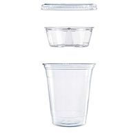 Dart PF35C1CP Clear PET Cups with Single Compartment Insert, 12 oz, Clear, 500/Carton