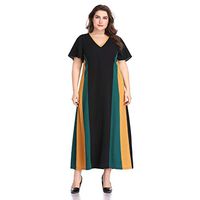 Cliramer Fashion Women's Short Sleeve V-Neck line Lace Top Plus Size Casual Cocktail Party A-Line Swing Dress Black