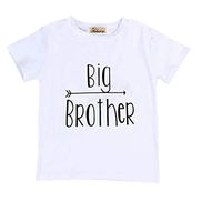 New Family Matching Little Big Brother Summer Clothes Baby Boys Cotton Short Sleeve Rompers T-Shirt Tops Matching Outfits 4T White