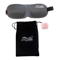 Optic Snews Sleeping Mask Adjustable Strap with Ear Plugs Super Soft Comfortable 100 Percent Light Block (Gray)