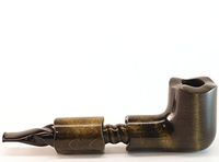 Mr. Brog Canadian Tobacco Pipe - Model No: 304 Golway Brown Yellow Shades - Pear Wood Roots - Hand Made