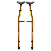 Little ZhuZhu Crutch Cane Adjustable and Foldable Armpits, Height-Adjustable Cane, Double-Function Shock Absorber Underarm Crutches with Arm Support Aluminum 1 Pair (Color : Gold)
