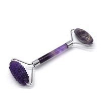 RODEREK Amethyst Facial Massager Jade Roller, Welded Anti Aging Facial Jade Roller, Double Neck Healing Slimming Massager, Real Jade Roller for Eye Puffiness