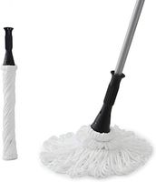 Eyliden 57.5 Inches Microfiber Twist Mop Hand Release Washing Mop Floor Cleaning Dust Mops with 2 Removable Washable Heads Silver