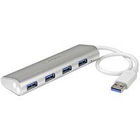 StarTech.com 4 Port Portable USB 3.0 Hub with Built-in Cable - Aluminum and Compact USB Hub (ST43004UA)