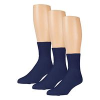 excell 3 Pairs of Mens Ring Spun Cotton Diabetic Neuropathy Ankle Socks (10-13, Navy)