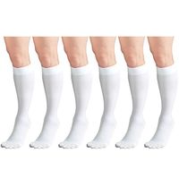 30-40 mmHg Compression Stockings for Men and Women, Knee High Length, Closed Toe White Large (6 Pairs)