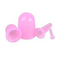 Healifty 4pcs/Set Silicone Cupping Set Massage Therapy Cupping Cups Body Facial Cupping Cups (Pink)