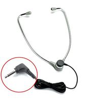 Lanier **Extended-Life**Premium "EBS" Headset Compatible Universal Aluminum hinged-stetho type for Lanier Transcribers using 3.5mm plug - MP555 Replacement With 3.5MM Right Angle Plug