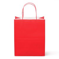 12 Counts Food Safe Premium Paper and Ink Medium 10” X 8”, Vivid Colored Kraft Bag with Colored Sturdy Handle, Perfect for Goodie Favor DIY Bag, Environmentally Safe (Medium, Red)