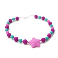 Star Silicone Oral Sensory Autism Chewable Chew Necklace 20'' - Bitey Beads (Pink Star)