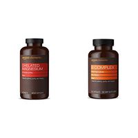 Amazon Elements Chelated Magnesium, 270 mg per Serving (2 Tablets), Vegan, 240 Tablets & B Complex, High Potency, 83% Whole Food Cultured, Vegan, 65 Capsules, 2 Month Supply