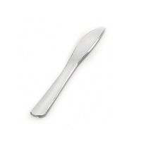 Fineline Settings 6077, Silver Secrets Plastic Heavyweight Knives, Disposable Take Out Catering Cold Hot Food Knives (100)