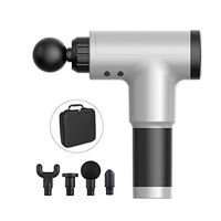 Massage Gun, Cordless Rechargeable Deep Tissue Massager Portable Massage Device Massage Body with 4 Massage Head (Silver)