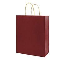 Medium Red Gift Paper Bags with Handles Bulk, Bagmad Kraft Bags 8x4.75x10 inch 100 Pcs Pack, Craft Grocery Shopping Retail Party Wedding Bags Sacks (Red, 100pcs)