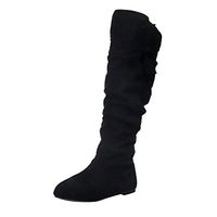 HebeTop Women's Knee High Boots - Casual Beautiful Knotted Knee-high Long Boots Flat Fall Winter Shoes Black