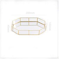 Storage Desk,Pinleg Glass Storage Basket Mesh Crate Vintage Kitchen Office Organiser Tray Golden Tray Simple Jewelry Cosmetic Decoration Retro Copper Tea Tray (Gold, B)