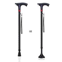 MANO walker III- Adjustable Walking Stick with Lights and Safety Alarm for Older People, Switchable All-Terrain Base and One-Leg Conversion for Extra Stability