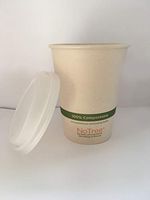 World Centric Compostable Tree Free Coffee Cup Combo 8 Ounce Cup AND Lid (100 Sets)