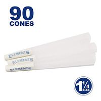 Elements 90 1 1/4 Rice Cones - W Gallery Box - Ultra Thin 1.25 84mm Pre Rolled Cones, 26mm Filter Tips, Natural White Unbleached Unrefined Rolling Papers, Bulk Pack Bundle