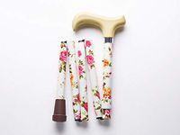 Merry Sticks Designer Folding Adjustable Walking Cane, Cream Flowers