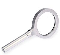Supadeals Handheld Magnifying Glass (2X 4X) with Bright 12 Led Lights for Reading; Best Clear Magnifier 3.4In, No Distortion Round Lens, Heavy Duty Silver Metal Frame