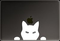 Cat Peeking Decal Vinyl Sticker|Cars Trucks Vans Walls Laptop|WHITE|5.5 in|CCI364