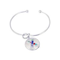 Sunhusing Ladies Simple Silver Personality Letter Inlaid Colored Diamonds Knot Bracelet Girlfriend Fine Gift(X)