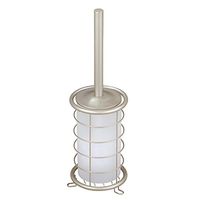 InterDesign Forma Toilet Bowl Brush and Wire Holder - Bathroom Cleaning Storage, Frost/Satin