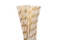 Shinny Foil Paper Straws (gold foil polka dot, 25)