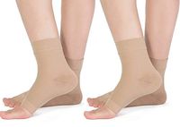 Bcurb Ankle Sleeve Plantar Fasciitis for Men Women Foot Heel Arch Support Ankle Compression Socks Reduce Swelling Joint Pain Injury Recovery Achilles Tendon - 2PrAnkSlvBgeSmMed.