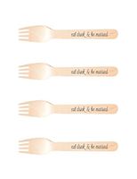 Perfect Stix-Sucre Shop Eat Drink Married forks-20 Wooden Cutlery Forks with Married Themed Print (Pack of 20)