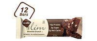 NuGo Slim Dark Chocolate Brownie Crunch, 16g Protein, 2g Sugar, 7g Fiber, 190 Calories, Low Net Carbs, Gluten Free, 12 Count