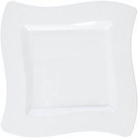 Fineline Settings 10-Piece Wavetrends Square-Wave China-Like Plate, 6.5-Inch, White