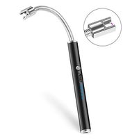 Lighter, Growom Black Rechargeable Candle Lighter, Grill Lighter, Fire Starter, ARC Lighter with USB Port for Candles, Camp Bonfire, BBQ, Fireworks, Stove, 1Pc Not Included Power Adaptor