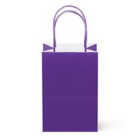 12 Counts Food Safe Premium Paper and Ink Small 8.5" X 5.25", Vivid Colored Kraft Bag With Colored Sturdy Handle, Perfect For Goodie Favor DIY Bag, Environmentally Safe (Small, Purple)