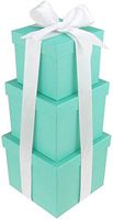 Homeford Robin's Egg Blue Nested Square Gift Boxes with Ribbon, Extra Large 5-Inch 6-Inch 7-Inch, 3-Piece