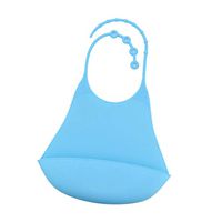 Bonarty Silicone Adults Bib - Reusable & Washable, Mealtime Clothing Protector, Waterproof - Light Blue