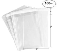 100 Pcs 2" x 2" Clear Flat Cello/Cellophane Bags Good for Candies, Cookies, Bakery Goods, Soap, Other Goodie Treats