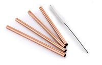 AVADOR Handcrafted Accessories Set of 4 100% Pure Copper Reusable Moscow Mule Straws for Home | Kitchen | Office | Environment Friendly (4 Straws + Brush)