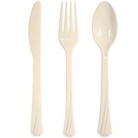 Hanna K. Signature Collection 24-Pack Solid Plastic Cutlery Combo, Ivory
