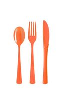 Exquisite 150 Pack Orange Plastic Utensils Heavy Duty Cutlery Set 50 Plastic Forks 50 Plastic Spoons 50 Plastic Knives Perfect Plastic Silverware Party Pack Set for all occasions